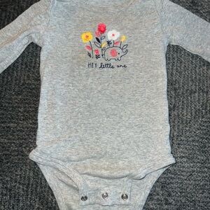 Carter's Gray Bodysuit with Elephant and Floral Design